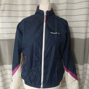 Retro 90's Reebok Navy and Pink Windbreaker Jacket